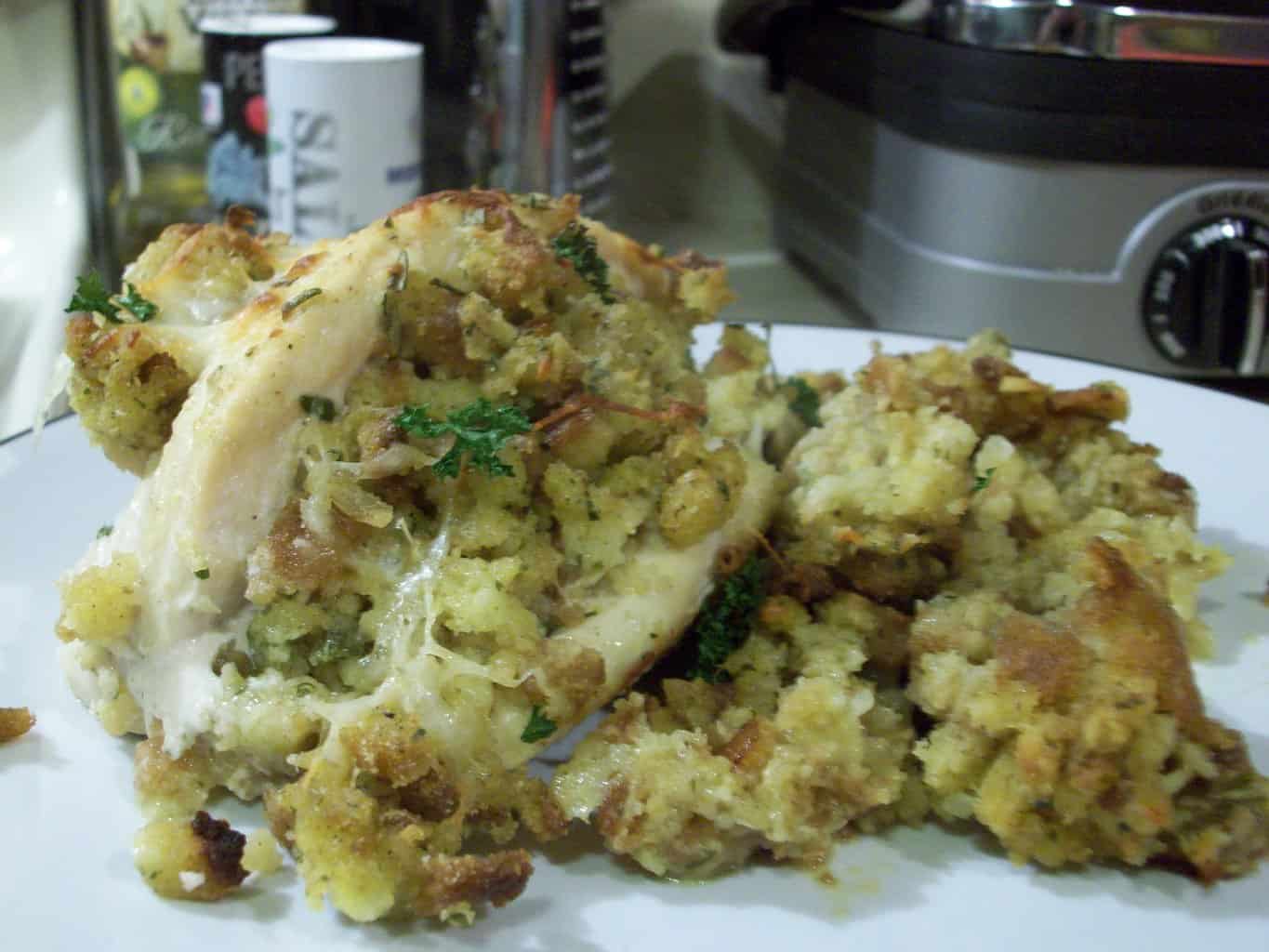 Southern Cornbread Stuffed Chicken - Get this easy and delicious dinner recipe from PassTheSushi.com