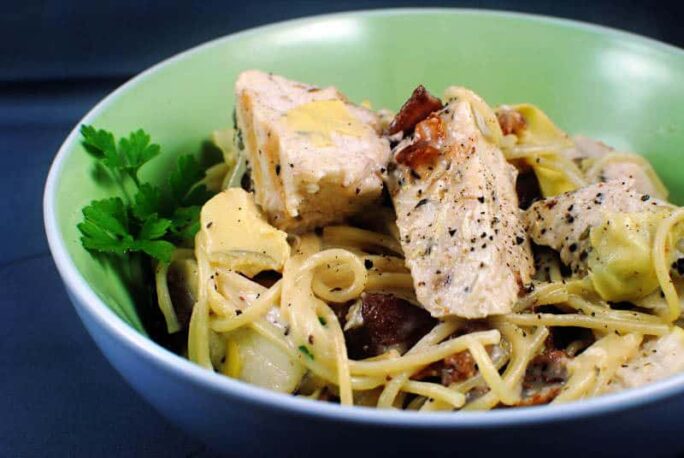 Artichoke Chicken Pasta Recipe \\ PassTheSushi.com