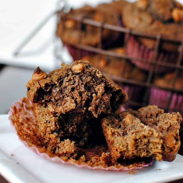 Chocolate Peanut Butter Chip Muffins Recipe \\ PassTheSushi.com