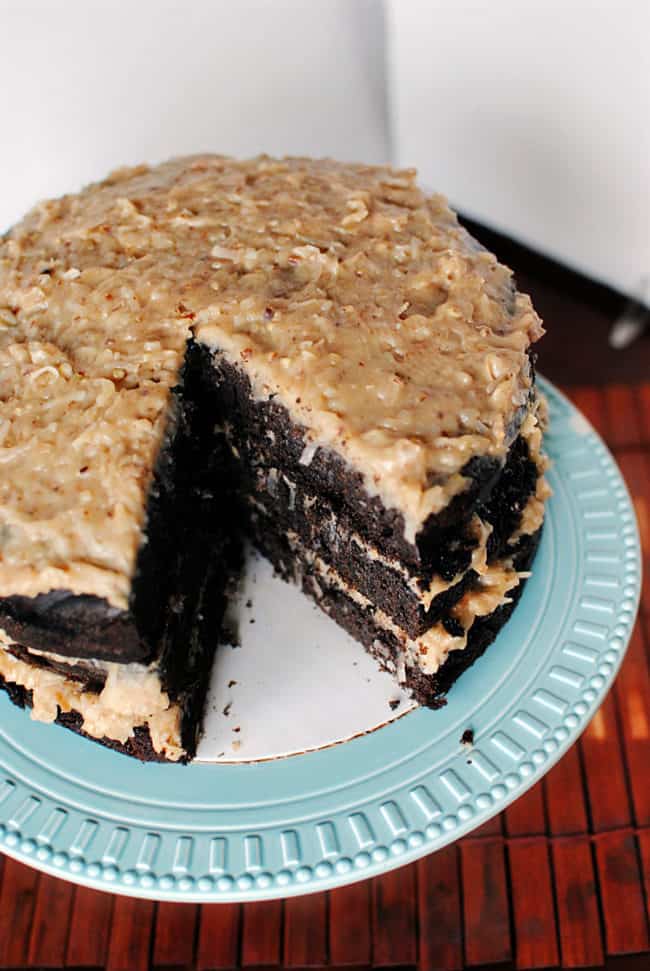 German Chocolate Cake from above \ Pass the Sushi