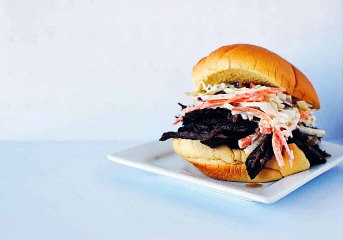 Shredded Beef Sliders with Carrot-Apple Slaw - Recipe on PassTheSushi.com