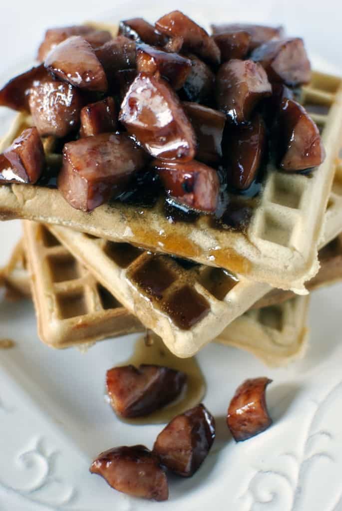 Copycat Waffle House Cheddar Waffles Recipe with Kielbasa in Maple Syrup \\ Pass the Sushi