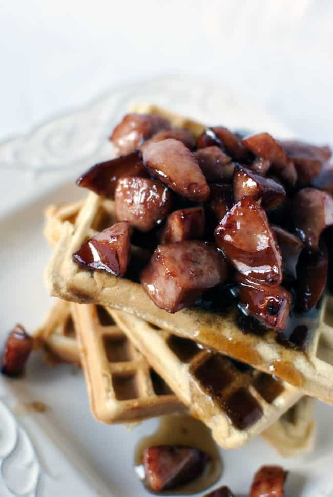 Copycat Recipe for Waffle House Cheddar Waffles with Kielbasa in Maple Syrup \\ Get the recipe on PassTheSushi.com