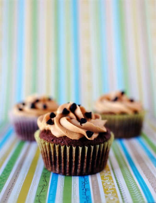 Brownie Cupcakes with Peanut Butter Frosting \\ Recipe is on PassTheSushi.com