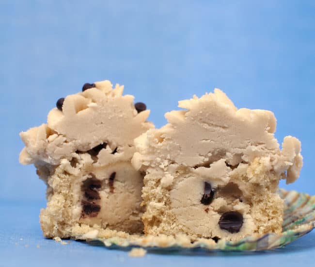 Chocolate Chip Cookie Dough Cupcakes \\ Recipe on PassTheSushi.com