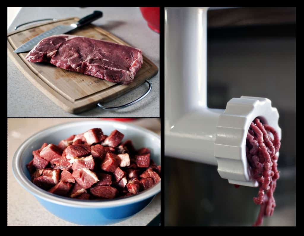 Image of Steak, cubed meat, meat coming out of grinder | Kita Roberts PassTheSushi.com