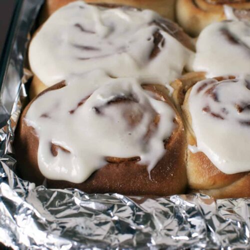 The ultimate cinnamon buns recipe is HERE, and you're going to love it! Yeast-risen cinnamon rolls, made from scratch, topped w/ sweet cream cheese glaze.