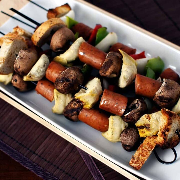 Sausage kabobs are a quick and easy meal, perfect for grilling out on a holiday weekend. \\ Recipe from PassTheSushi.com