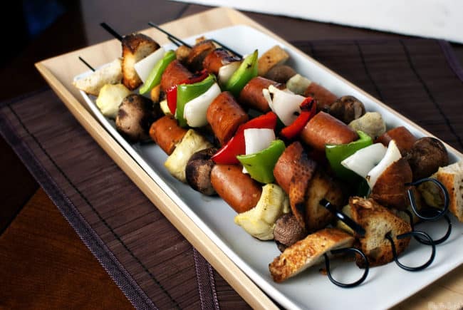 Sausage kabobs are a quick and easy meal, perfect for grilling out on a holiday weekend. \\ Recipe on Pass the Sushi