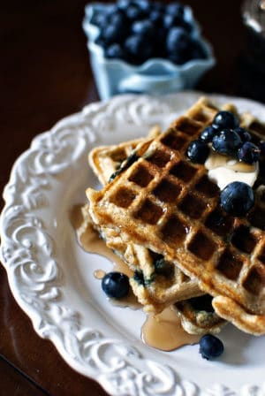 Blueberry Sour Cream Waffles - Pass The Sushi