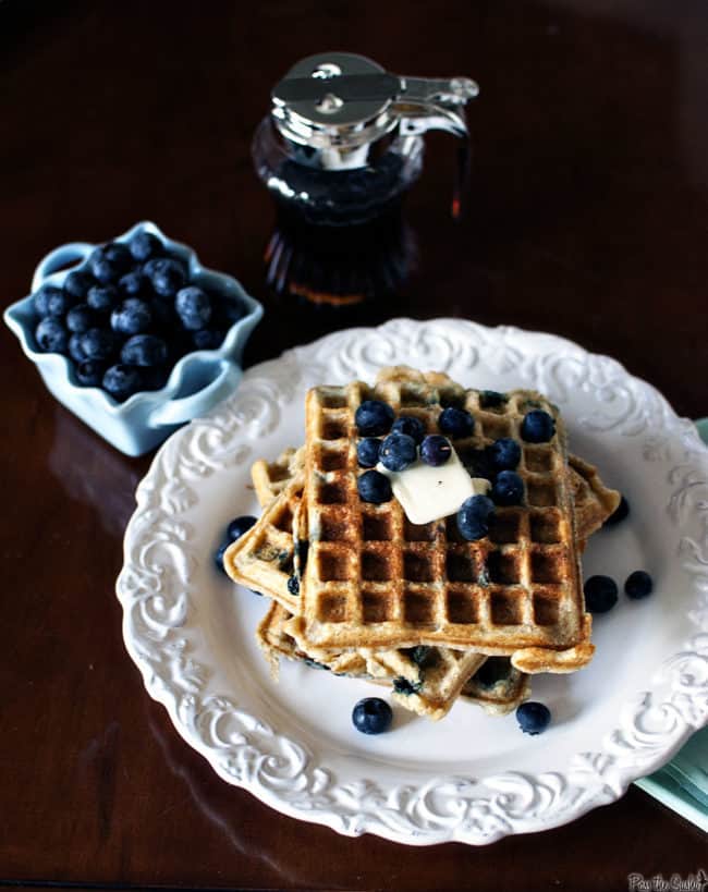 Blueberry Sour Cream Waffles Recipe, as seen on PassTheSushi.com
