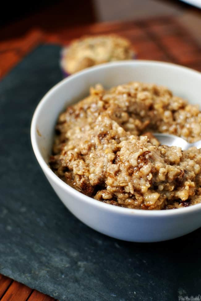 Overnight Slow Cooker Apple-Cinnamon Oatmeal - Pass The Sushi