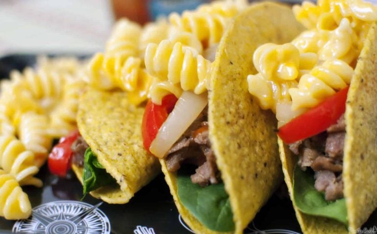 Using Leftovers: Mac and Cheese Steak Tacos