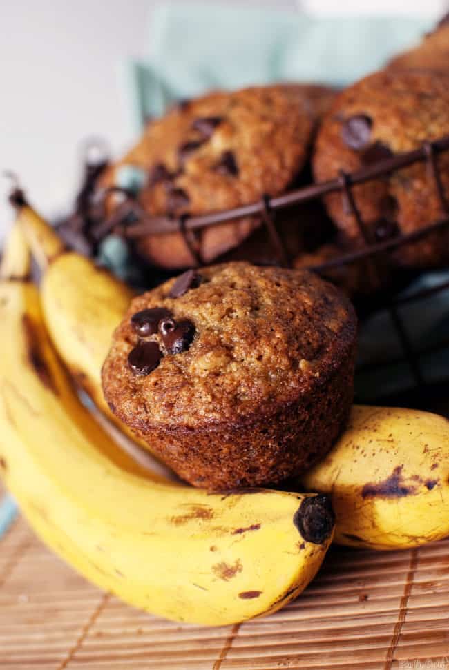 Chocolate Chip Banana Muffins Recipe // PassTheSushi.com