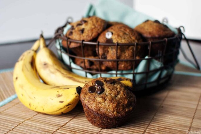 Chocolate Chip Banana Muffins Recipe // PassTheSushi.com