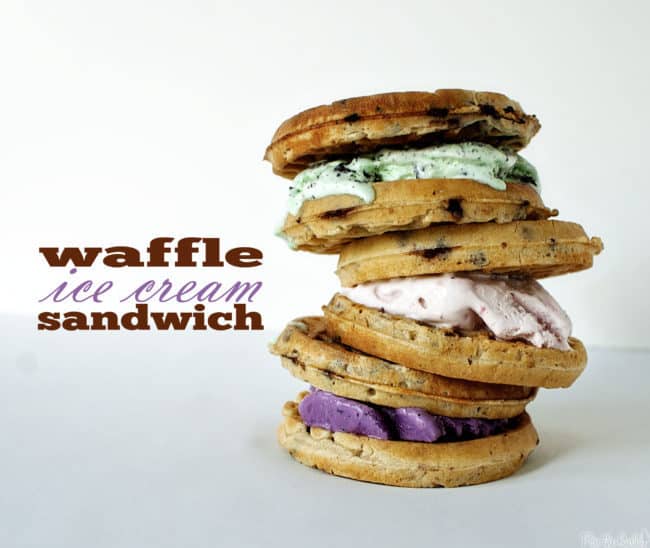 Waffle ice cream sandwiches are the perfect summer dessert. This easy-to-make frozen treat uses just 2 simple ingredients! \ Recipe on PassTheSushi.com