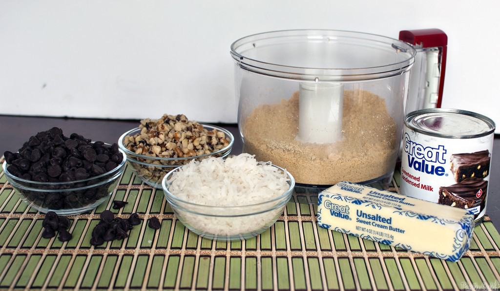 Ingredients needed to make coconut bars.