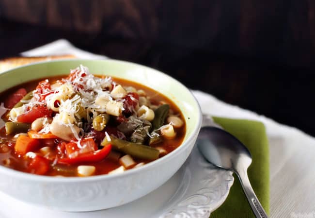 Summer garden vegetables are plentiful in this delicious homemade summer minestrone soup. Rich, homemade stock and tender pasta cling to the healthy summer veggies. \\ PassTheSushi.com