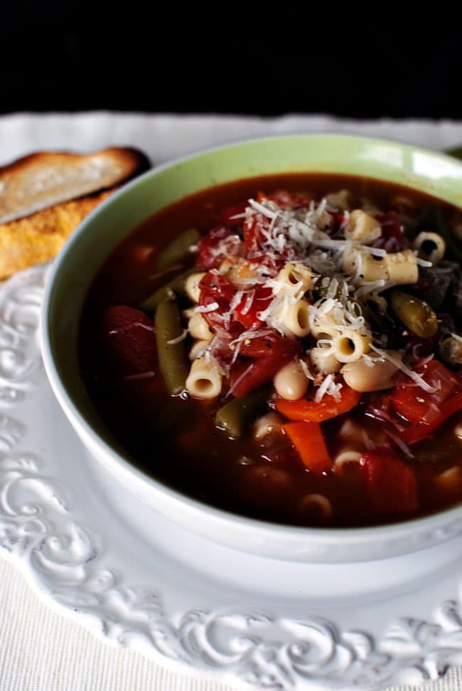 Summer garden vegetables are plentiful in this delicious homemade summer minestrone soup. Rich, homemade stock and tender pasta cling to the healthy summer veggies. \\ PassTheSushi.com