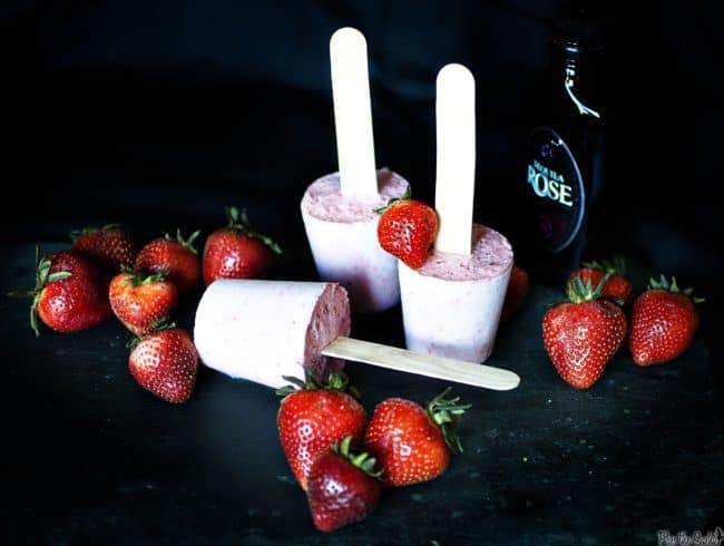 Tequila is delicious in many recipes, including these tequila rose strawberry popsicles! The perfect adult frozen treat. \\ PassTheSushi.com