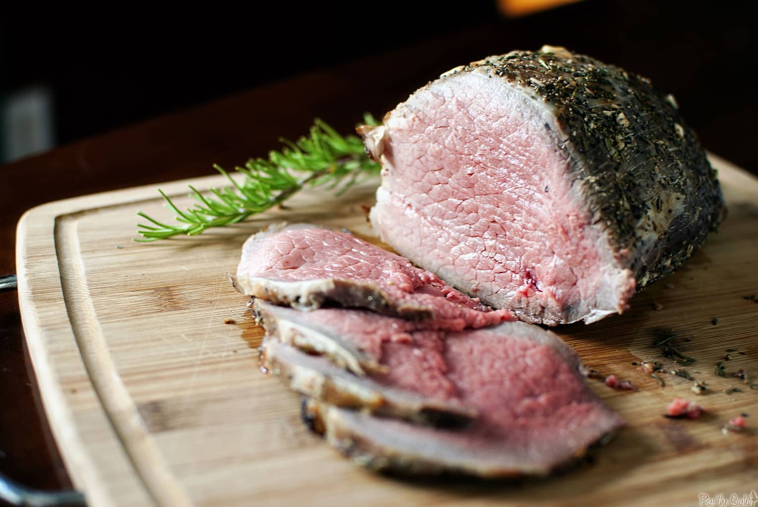 Grill-roasted beef is a classic beef sirloin roast, cooked to perfection on a charcoal or gas grill. A bit healthier and so much more delicious than oven-roasted beef. \ PassTheSushi.com
