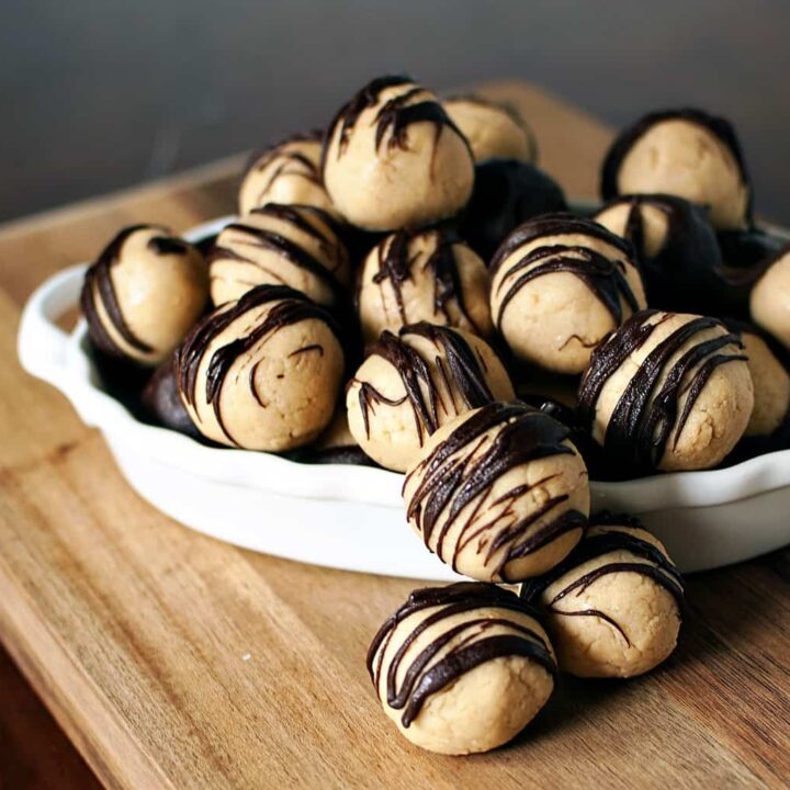 Buckeyes are bite-sized confections, made with creamy peanut butter and sweet chocolate. They are completely irresistible! \\ PassTheSushi.com