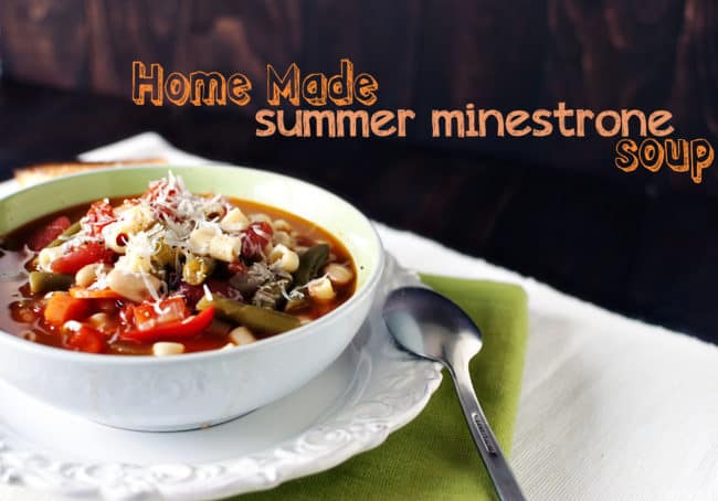 Summer garden vegetables are plentiful in this delicious homemade summer minestrone soup. Rich, homemade stock and tender pasta cling to the healthy summer veggies.