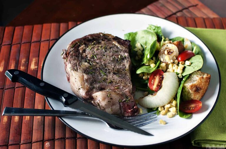 Rosemary Ribeye Steak with Grilled Bread Salad