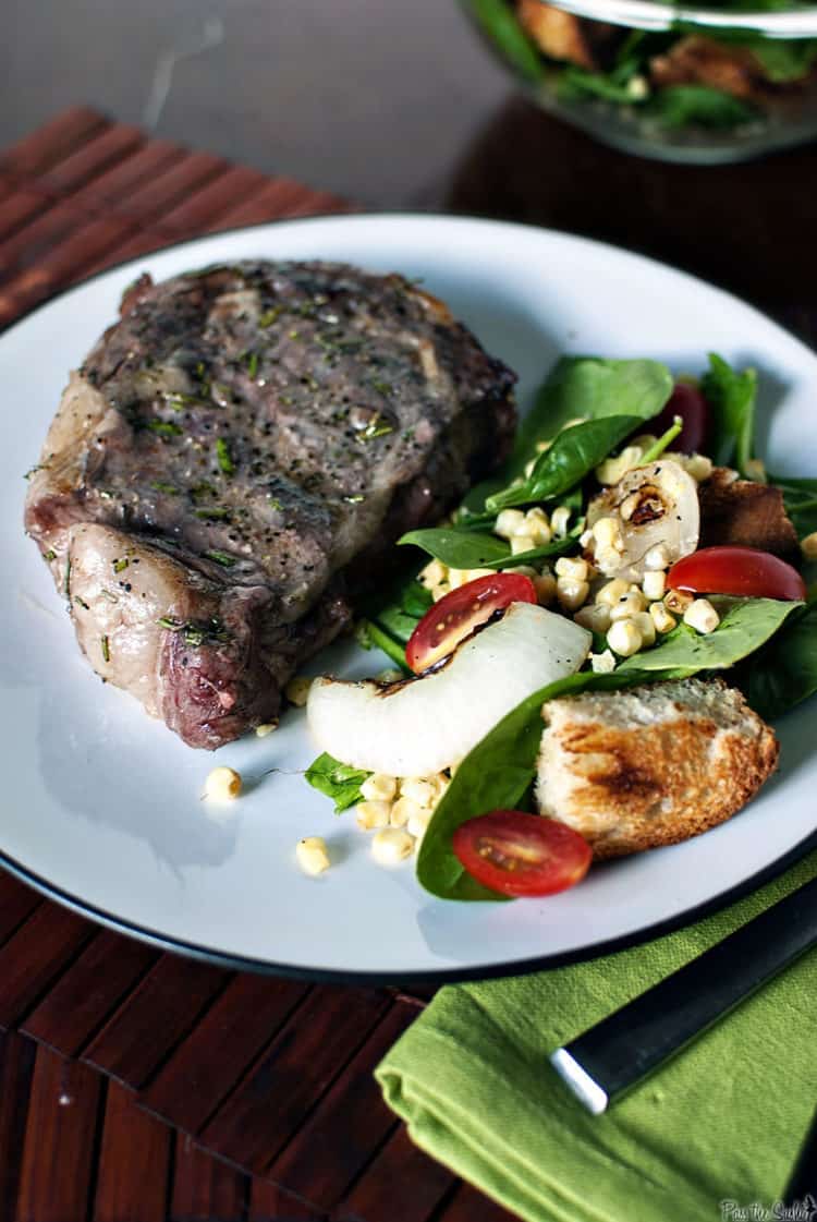 Rosemary Ribeye Steak with Grilled Bread Salad Pass The Sushi
