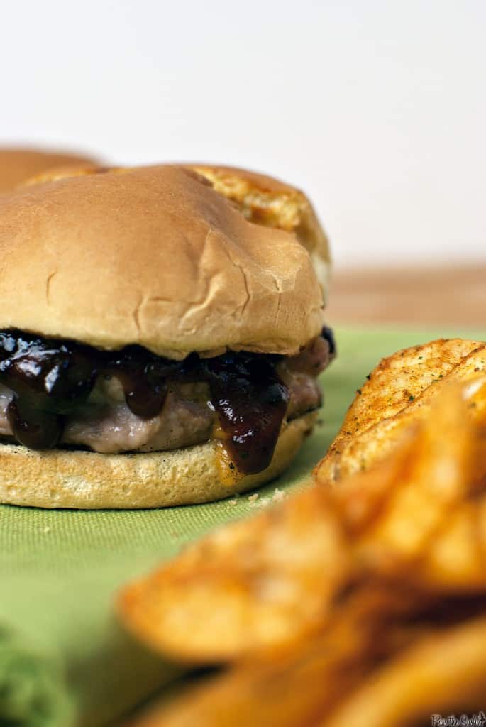 Onion Cheddar Pork Burgers \\ passthesushi.com