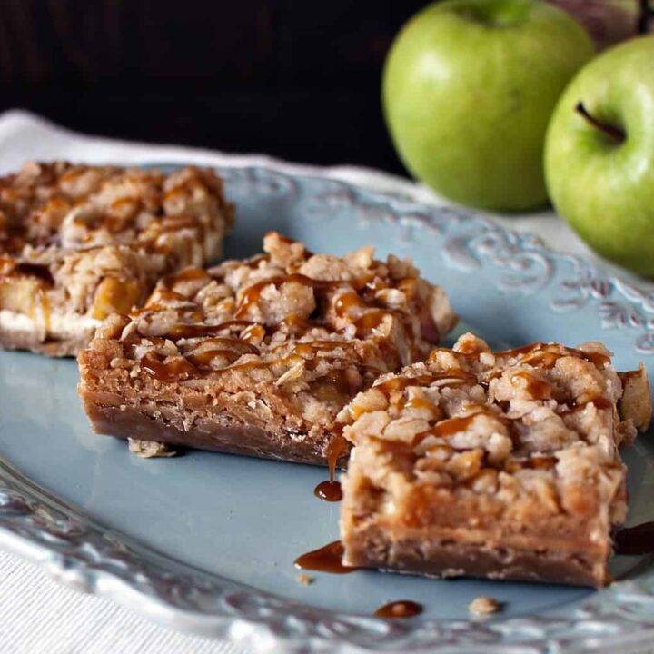 Caramel apple cheesecake cookie bars are the perfect welcome to fall baking! \\ Recipe on PassTheSushi.com
