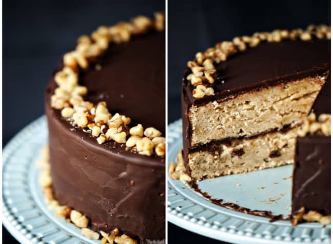 Banana Cake with Chocolate Glaze is a classic banana layer cake accented with cinnamon. The cake is covered in a thick chocolate glaze. \\ PassTheSushi.com