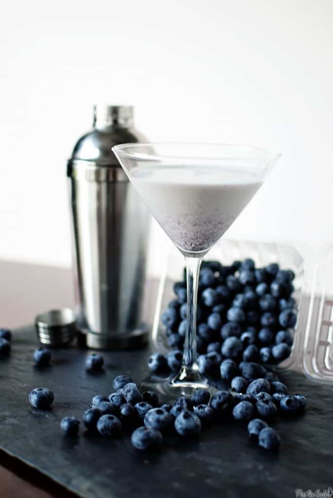 Blueberry cheesecake comes alive in a classic martini. This sweet cocktail is just what the crazy day ordered. \\ PassTheSushi.com