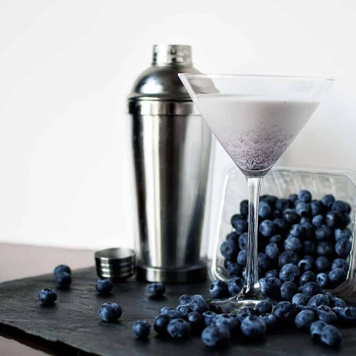 Blueberry cheesecake comes alive in a classic martini. This sweet cocktail is just what the crazy day ordered. \\ PassTheSushi.com