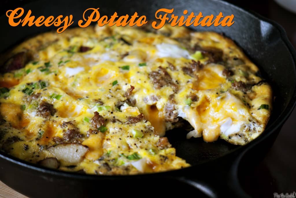 Potato frittata is the perfect breakfast, brunch, or dinner recipe. This frittata is loaded with pork sausage, potatoes, cheese and onions.  PassTheSushi.com