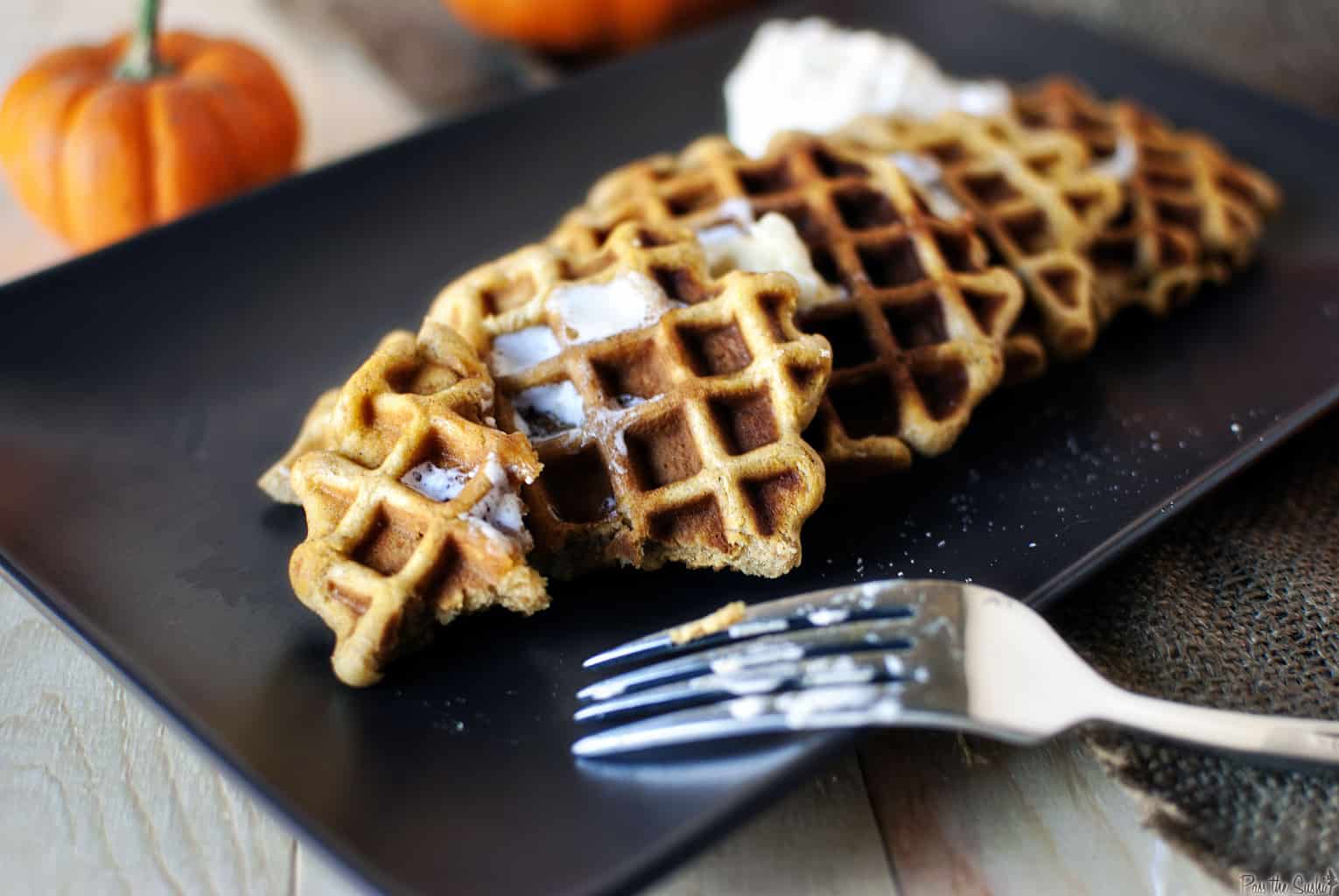 Pumpkin pie waffles ﻿are the perfect weekend breakfast. With pumpkin, cinnamon, ginger and clove, these waffles are a taste of fall!