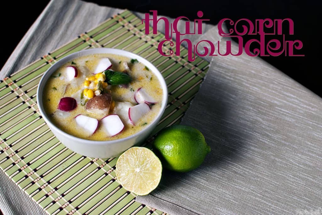 Thai corn chowder is comfort food in a bowl! This creamy, hearty soup has a tingle of heat to warm you up from the inside out. \\ PassTheSushi.com