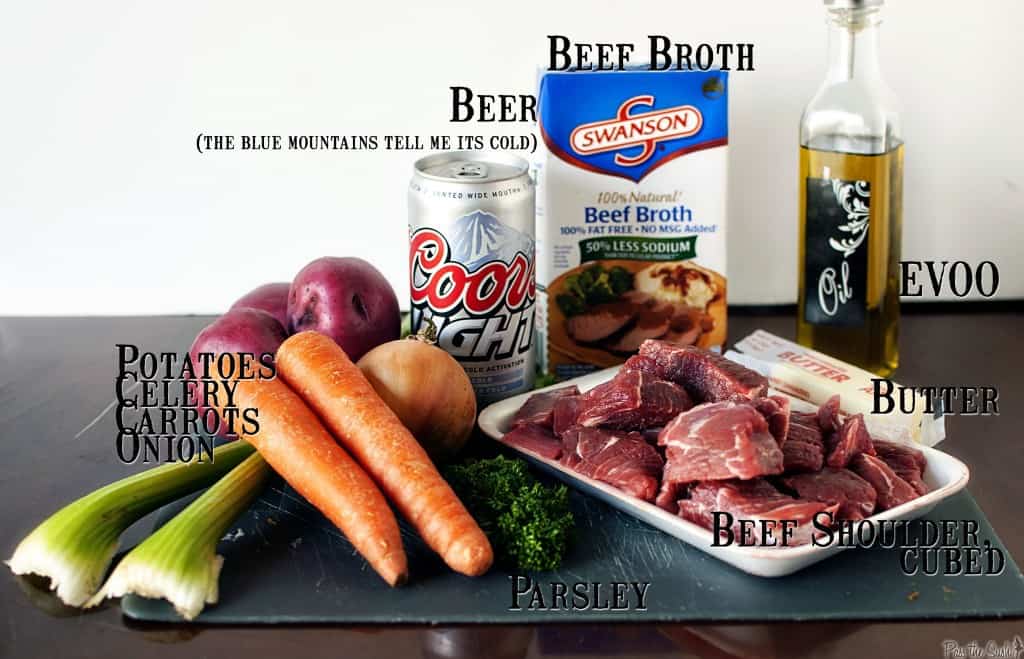 Ingredients to make hearty beef stew \\ PassTheSushi.com