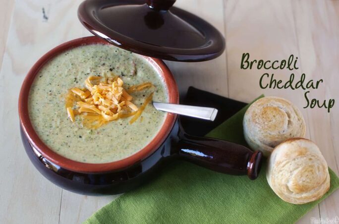Broccoli cheddar soup is thick, creamy, and comforting. This homemade soup is a Panera copy cat recipe. | PassTheSushi.com