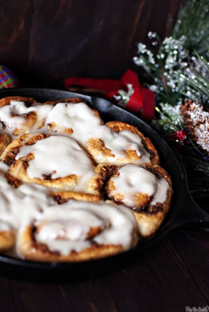 Christmas breakfast becomes more special when you serve a pan of warm maple pecan cinnamon rolls to your family. They're a sweet way to start the day! | PassTheSushi.com