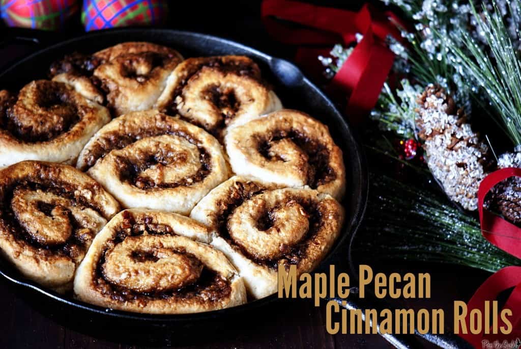 Christmas breakfast becomes more special when you serve a pan of warm maple pecan cinnamon rolls to your family. They're a sweet way to start the day! | PassTheSushi.com