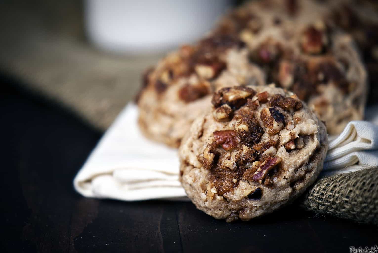 Coffee cake cookies are the taste of cinnamon coffee cake in a soft cookie. Perfect snack with a tall glass of milk or mug of coffee! \\ PassTheSushi.com