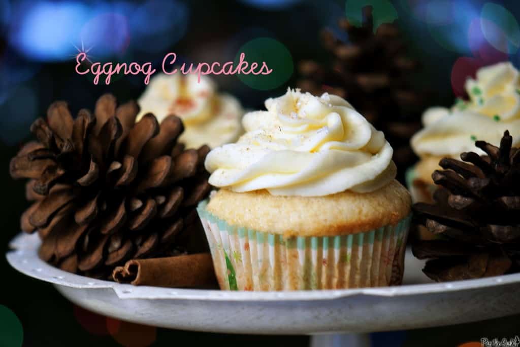 Eggnog cupcakes are an easy Christmas dessert recipe that everyone will want seconds of! Top them off with fluffy eggnog frosting and you have a delicious treat! | PassTheSushi.com