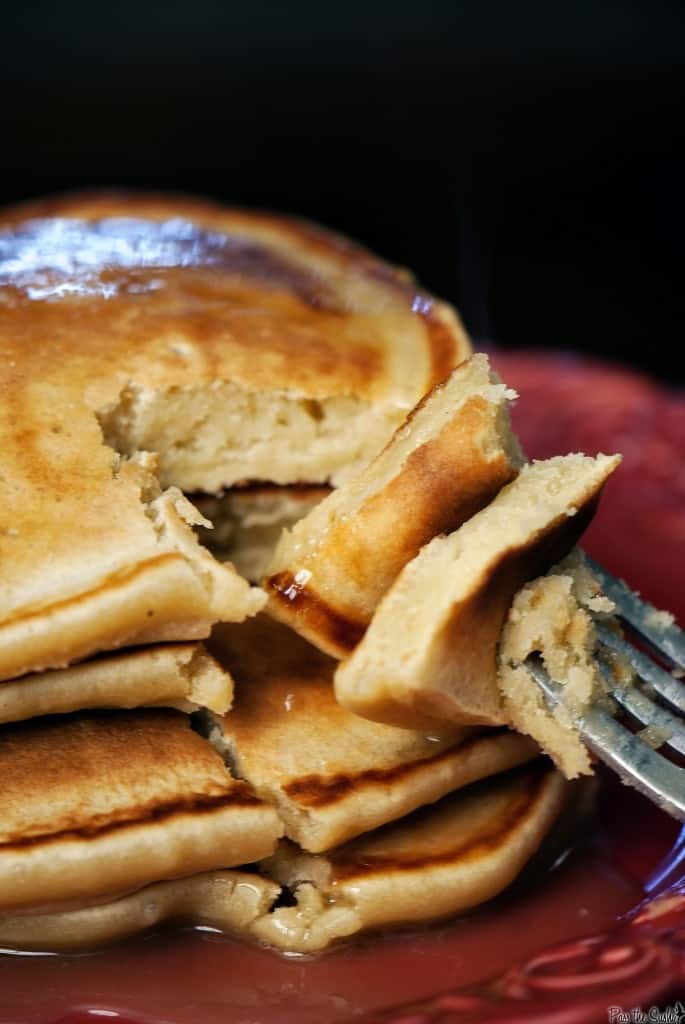 Eggnog pancakes can be enjoyed as part of your Christmas breakfast, or really, any time at all. Even after the holidays are over! | PassTheSushi.com
