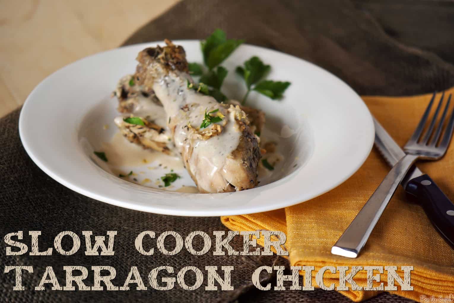 slow cooker tarragon chicken on a plate