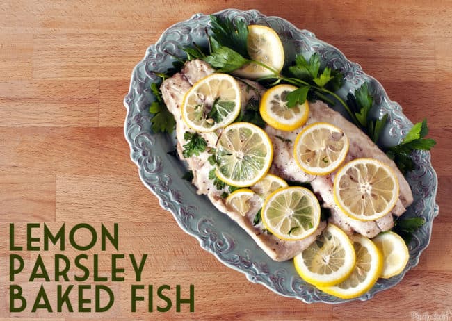 Baked fish is a healthy choice for lunch or dinner. Lemon and fresh parsley give this baked fish dinner a huge burst of flavor. \ PassTheSushi.com