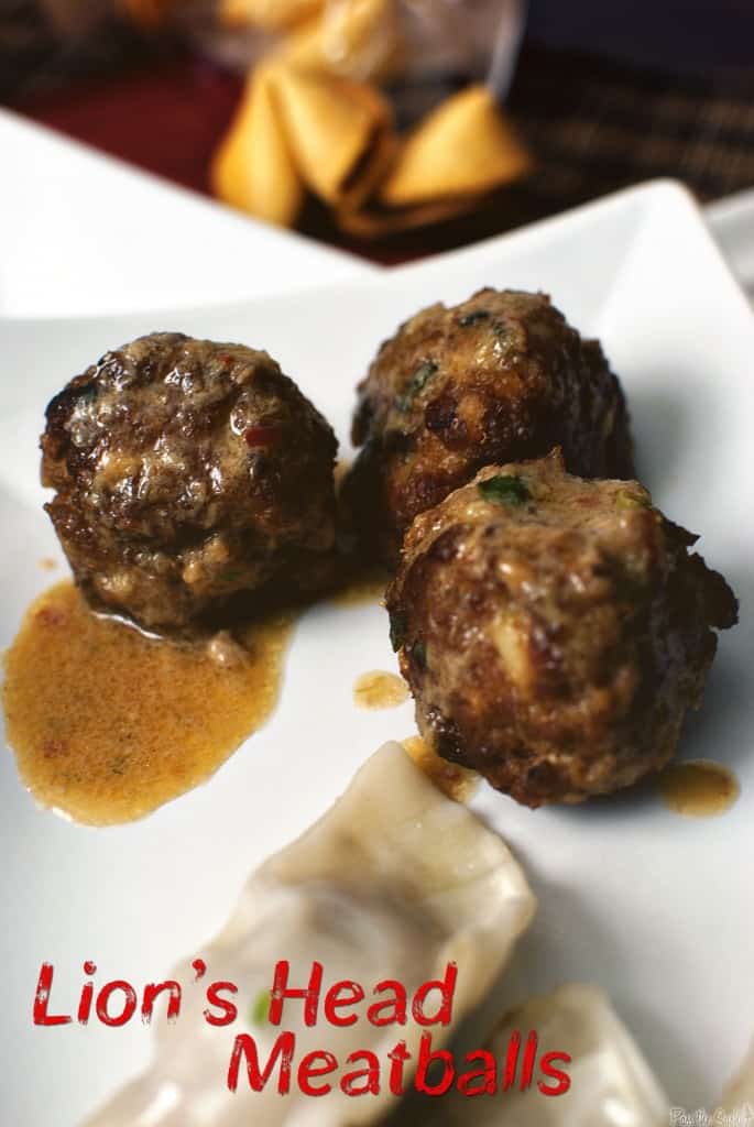 Chinese New Year is a special event, so serve a special dinner of Lion's Head Meatballs. Giant pork meatballs packed with crisp, Asian flavors,  simmered in a coconut bath. \\ PassTheSushi.com