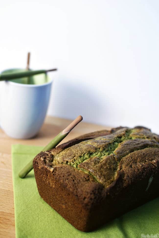 Matcha-chocolate marble cake is moist, full of flavor, and brimming with bold green color! Get the easy cake recipe on PassTheSushi.com