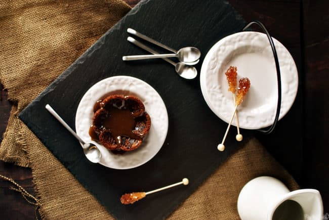 Sticky toffee pudding is a British dessert, made from dates that are baked into a soft sponge cake, then covered in a river of toffee.  PassTheSushi.com