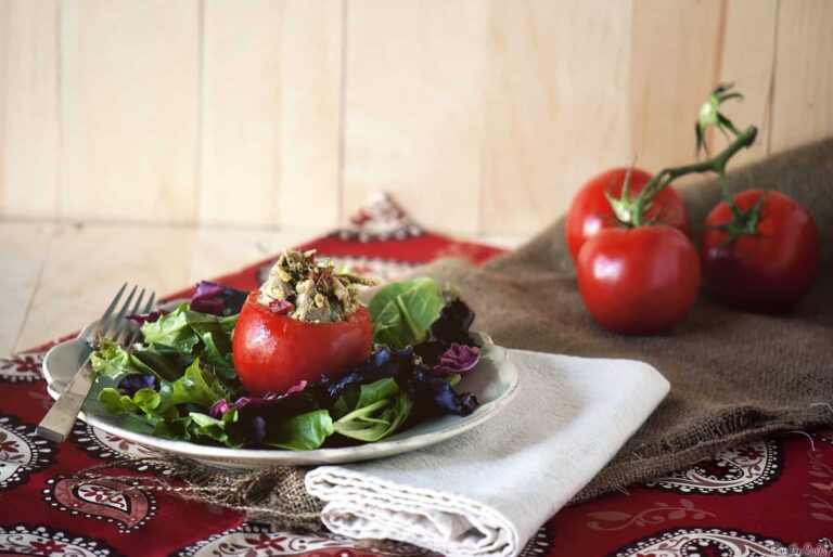 Pesto-Chicken Salad Stuffed Tomatoes